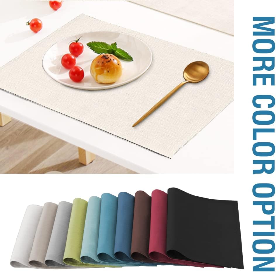 H.VERSAILTEX Linen Placemats Set of 8 Premium Solid Table Placemats for Dining Table Spill-Proof Waterproof Table Mats
