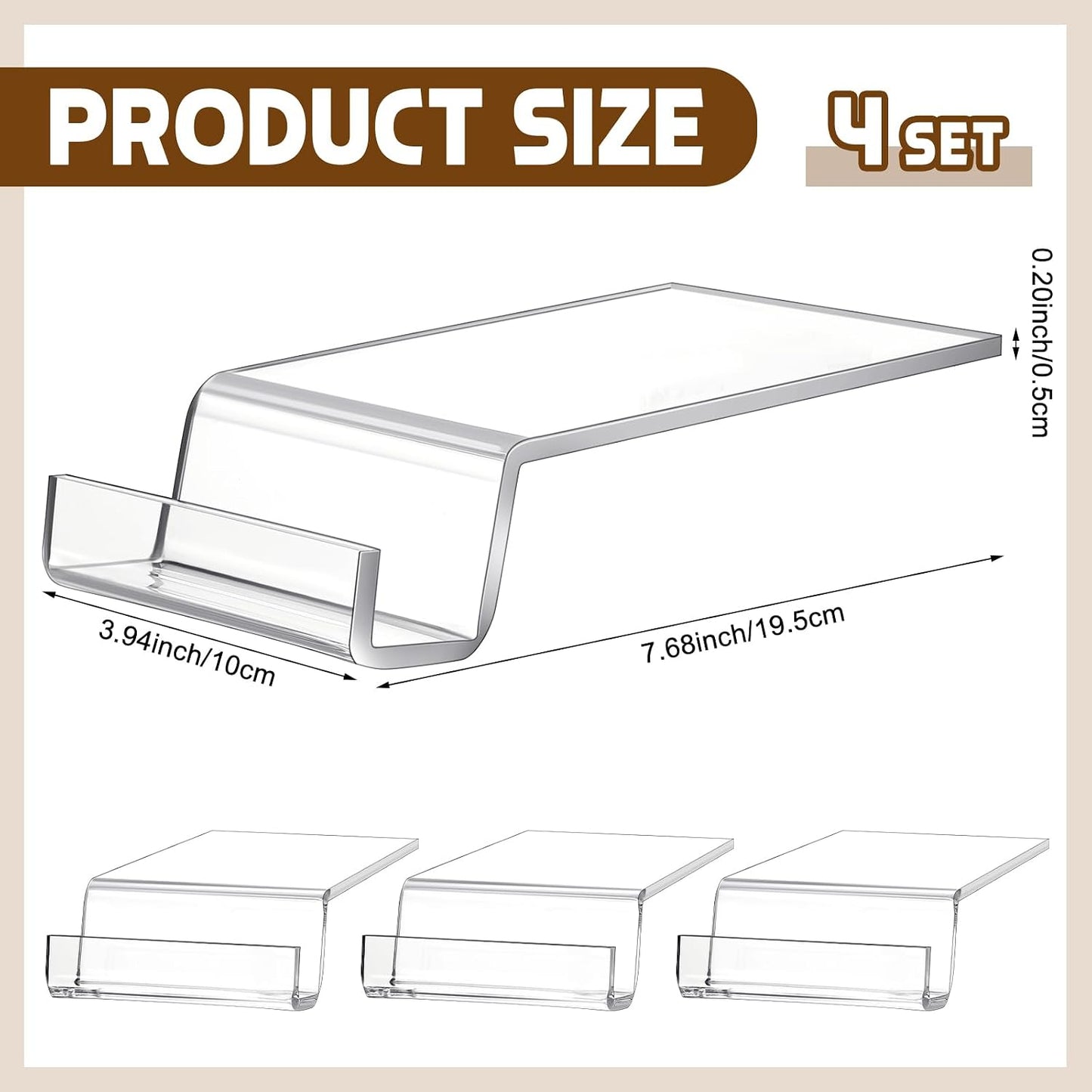 Acrylic Book Stand for Display Bookcase Bookshelf Display Holder Easel Collector / Clear / Set of 4