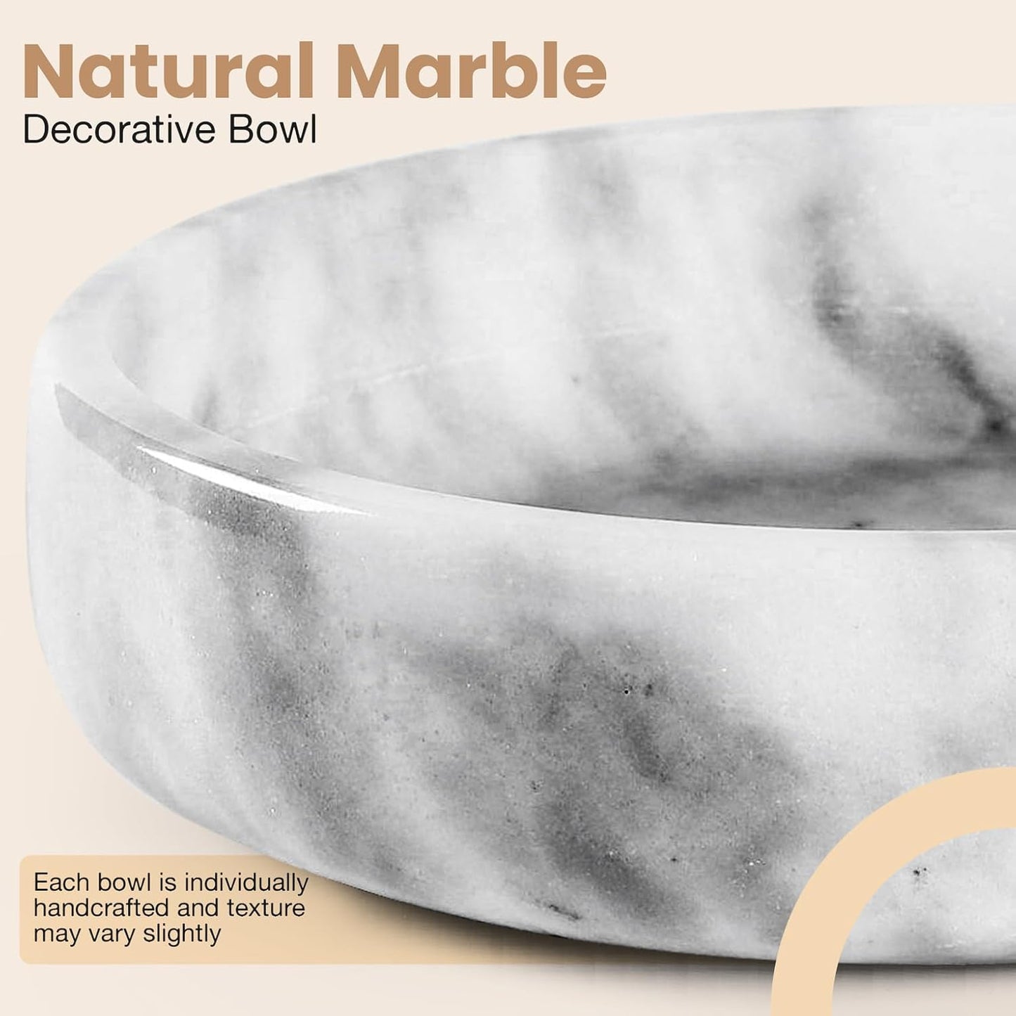 Marble Decorative Bowl / White / Grey - Marble