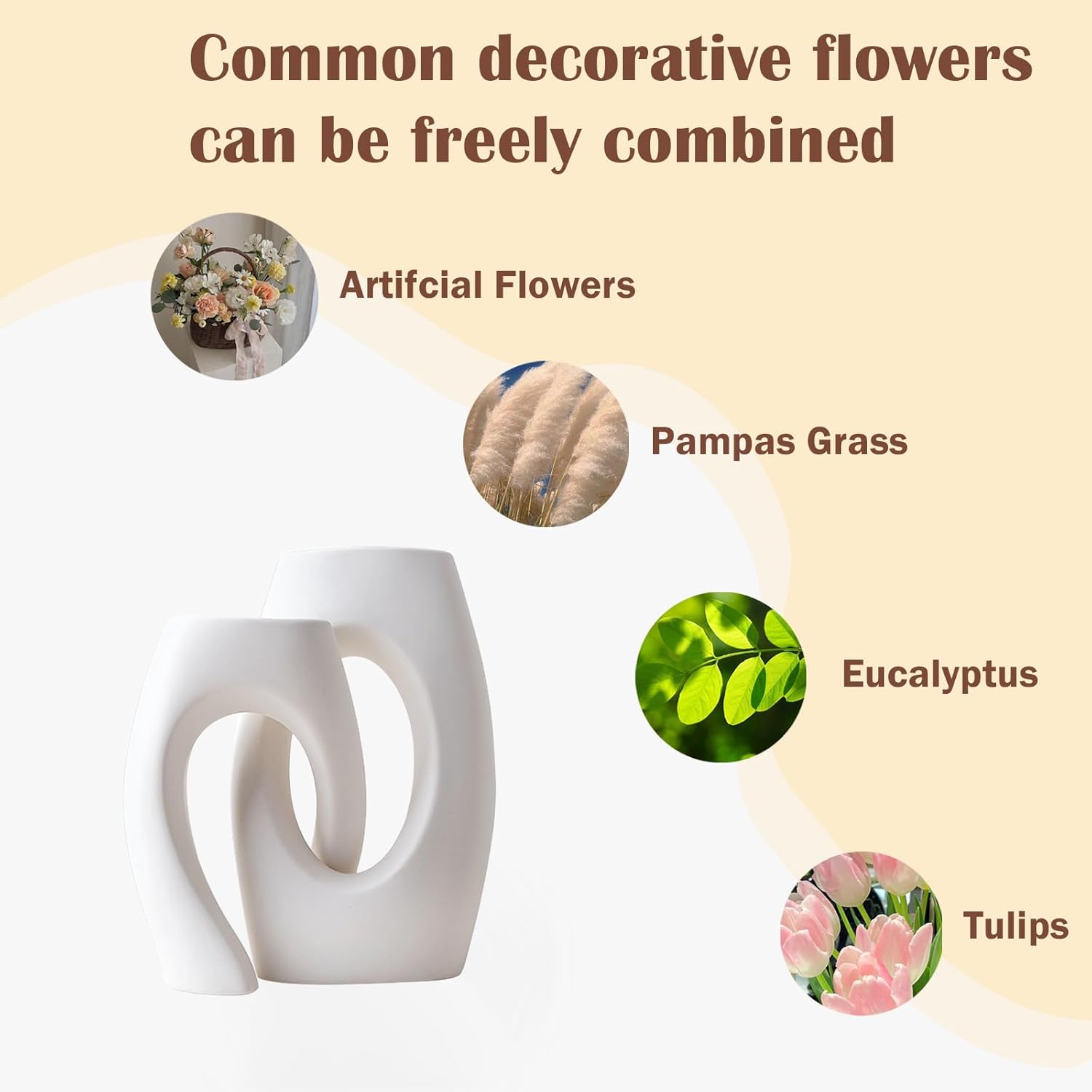 Ceramic Vase by / White / Set of 2