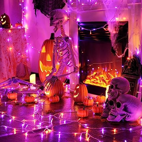 JMEXSUSS 163 FT 500 LED Orange and Purple Halloween String Lights Indoor