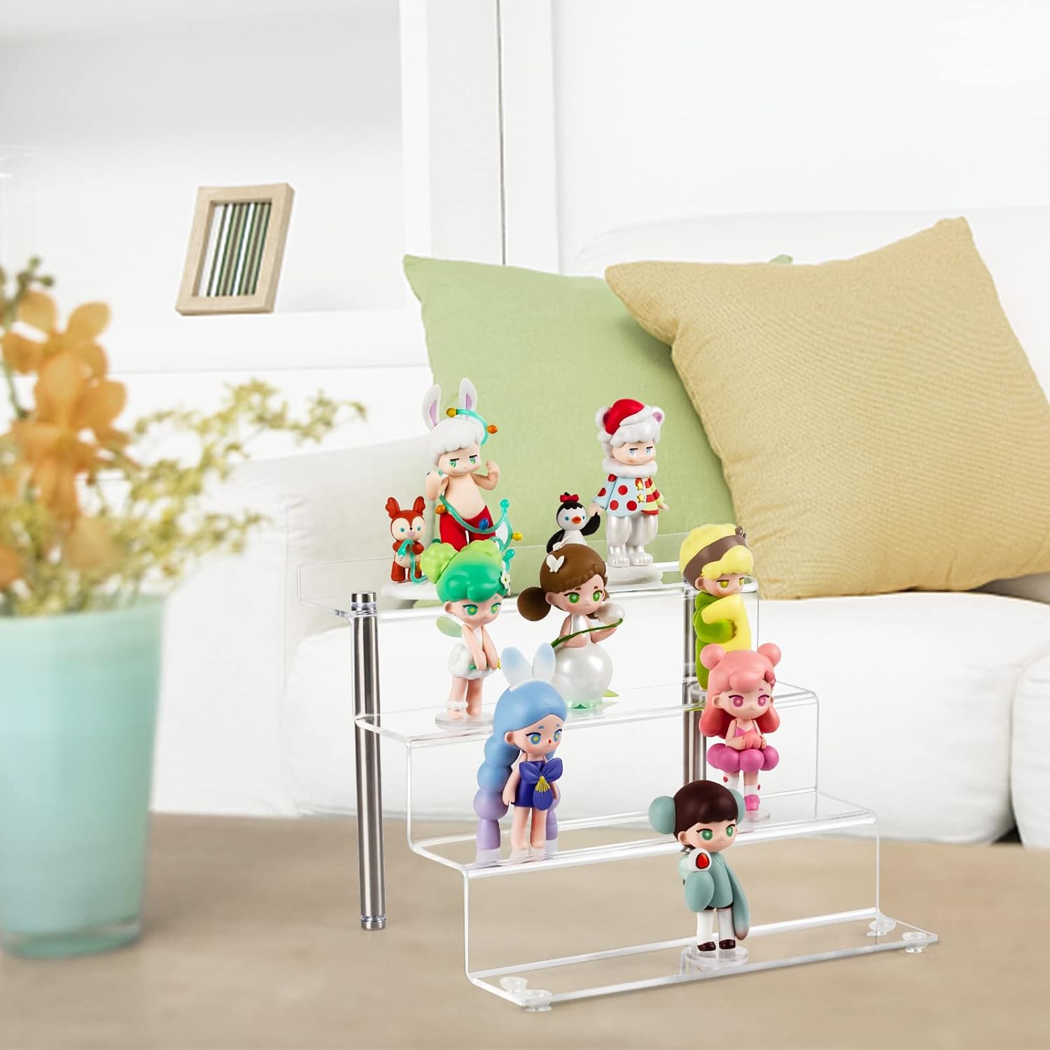 9 x 6 inch Clear Acrylic Display Riser, 4-Step, 4 Pack | Perfume Organizer & Cupcake Stand Shelf, Space-Saving for