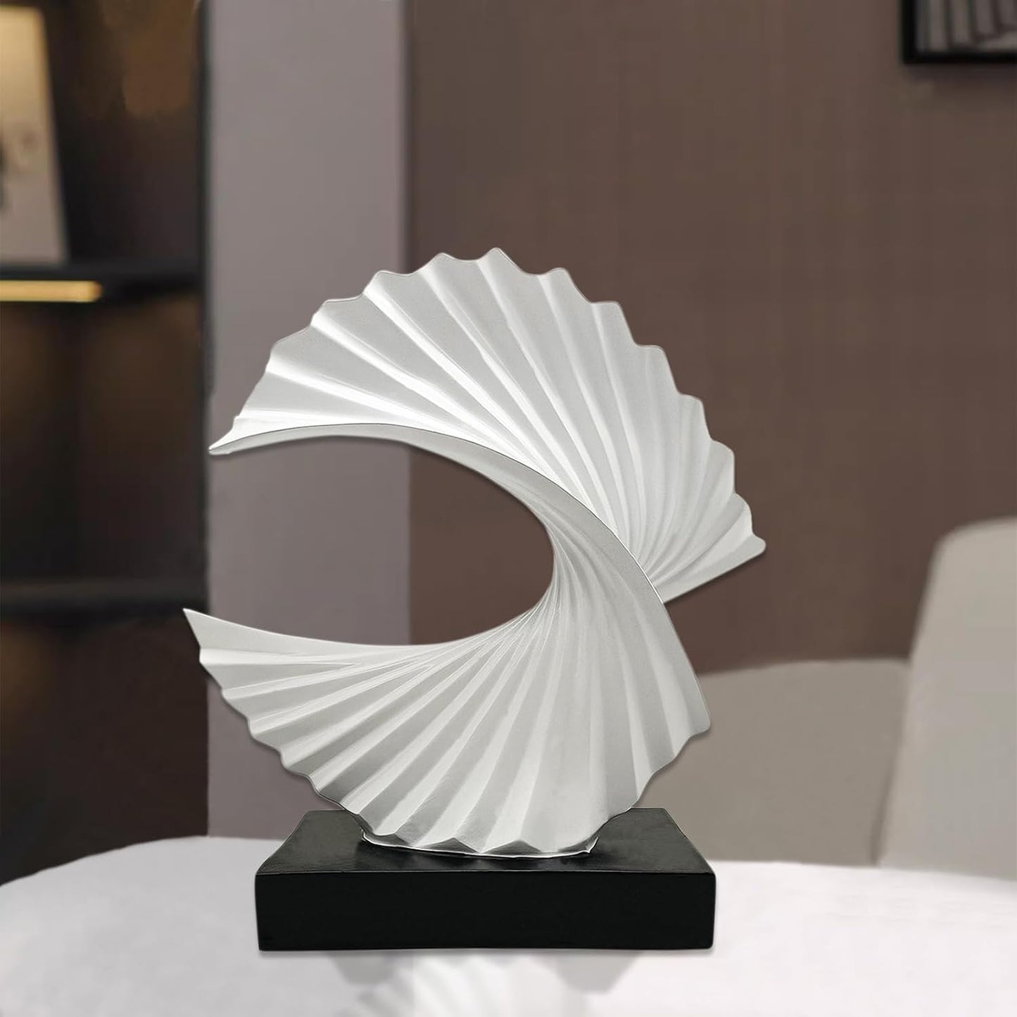Abstract Statues / Modern Funky Wave Sea Ornament / White / Wave Statue