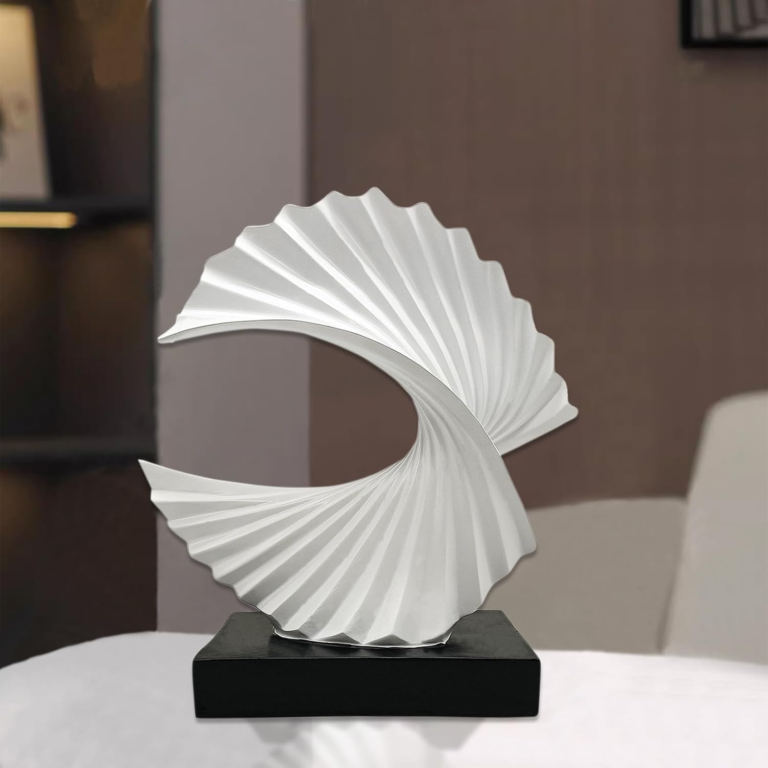 Abstract Statues / Modern Funky Wave Sea Ornament / White / Wave Statue