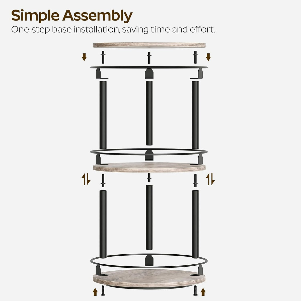 3-Tier Lazy Susan Organizer, Rotating Spice Rack, Spinning Organizer, Industrial Turntable Spice Rack Organizer for