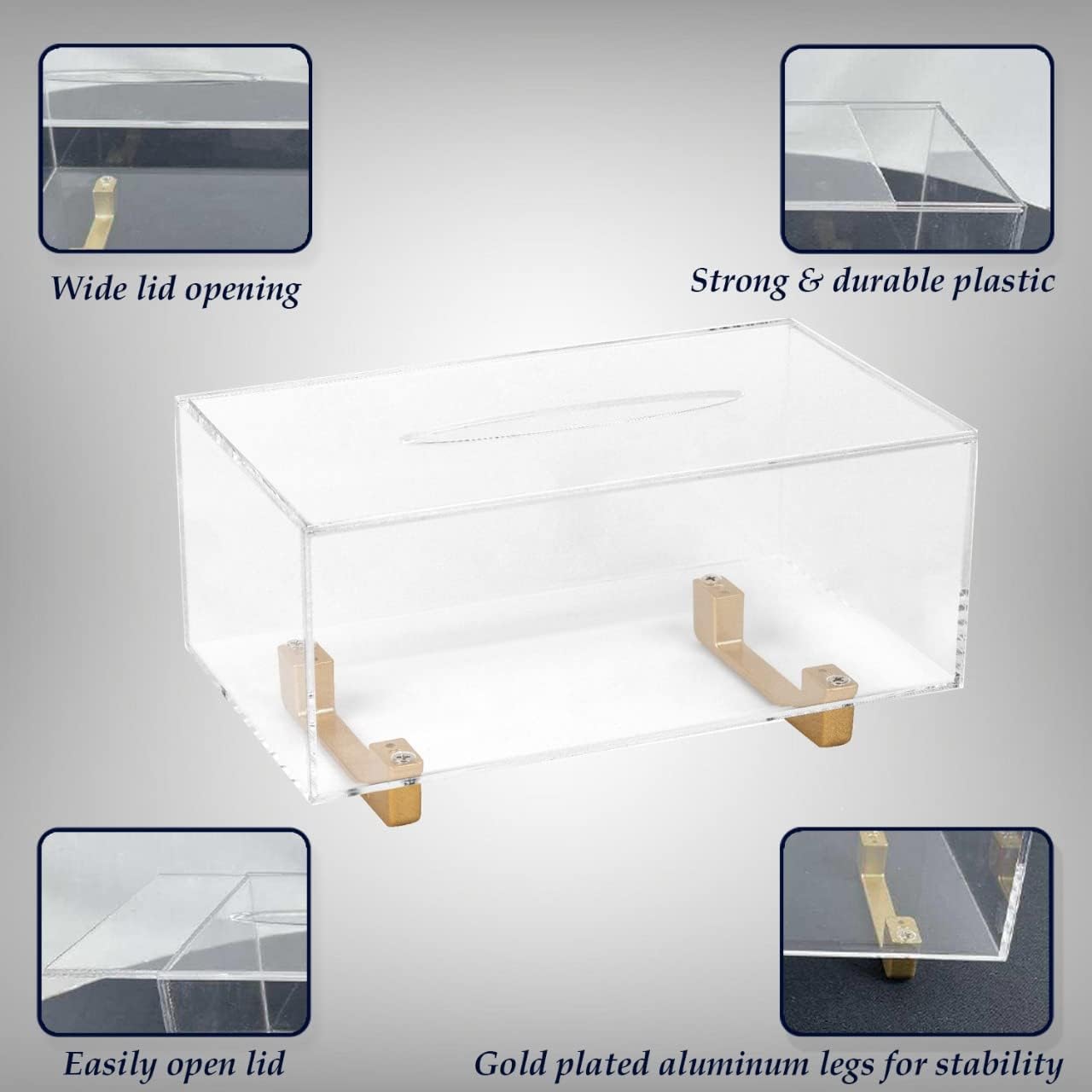 Thick Acrylic Tissue Box Holder Rectangular Tissue Box Dispenser / Rectangle / Clear