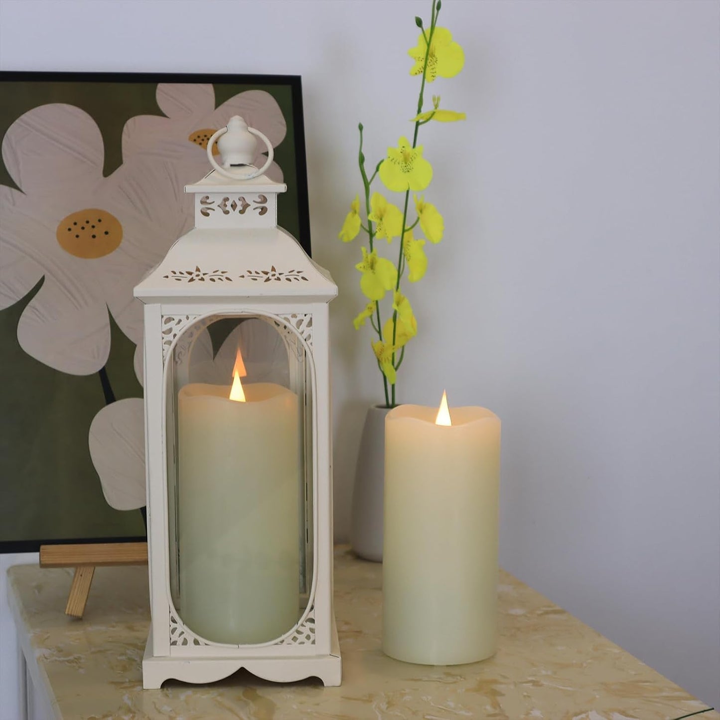 Flameless Candles with Remote Timer, 3D Moving Flickering Flame Battery Operated Candles Lasting 1000+ Hours, 3" x 5"