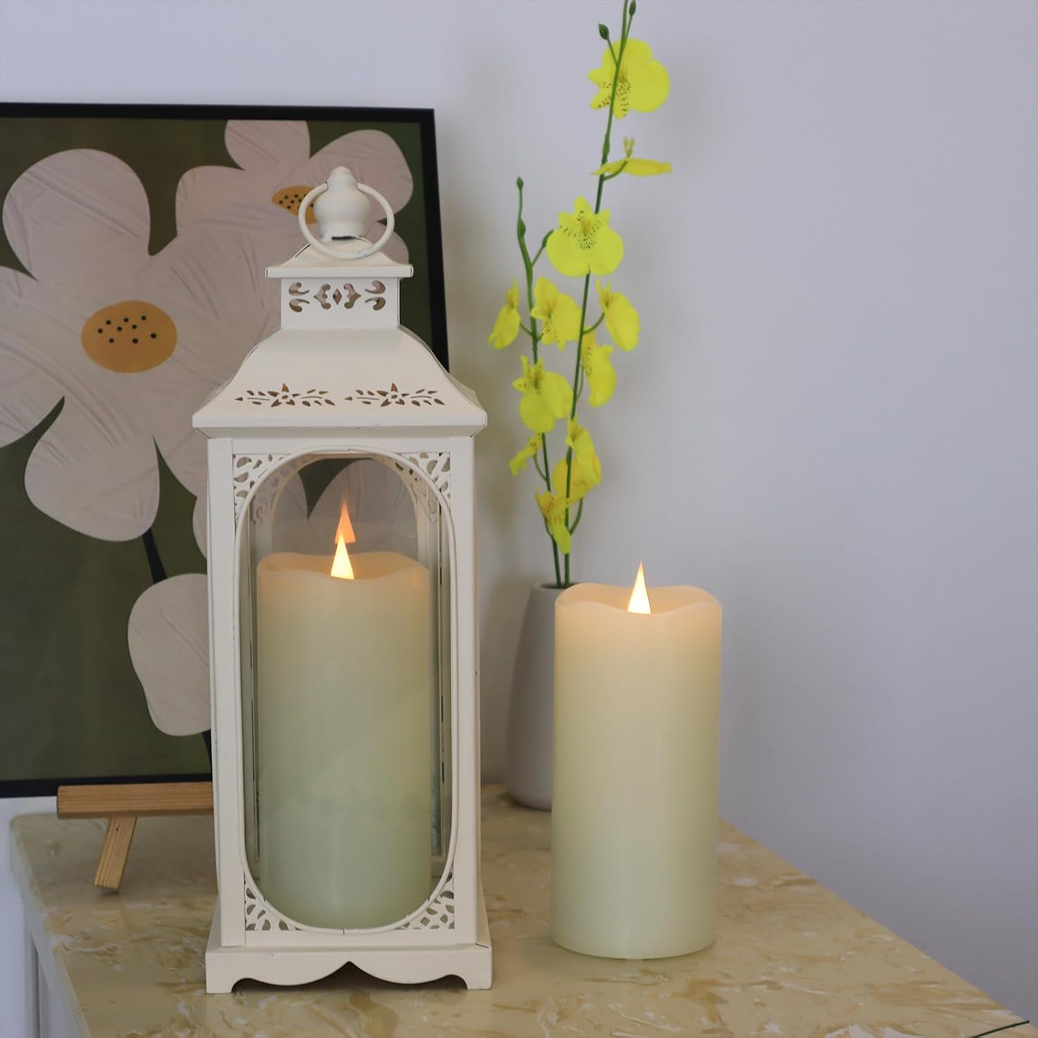 Flameless Candles with Remote Timer, 3D Moving Flickering Flame Battery Operated Candles Lasting 1000+ Hours, 3" x 5"