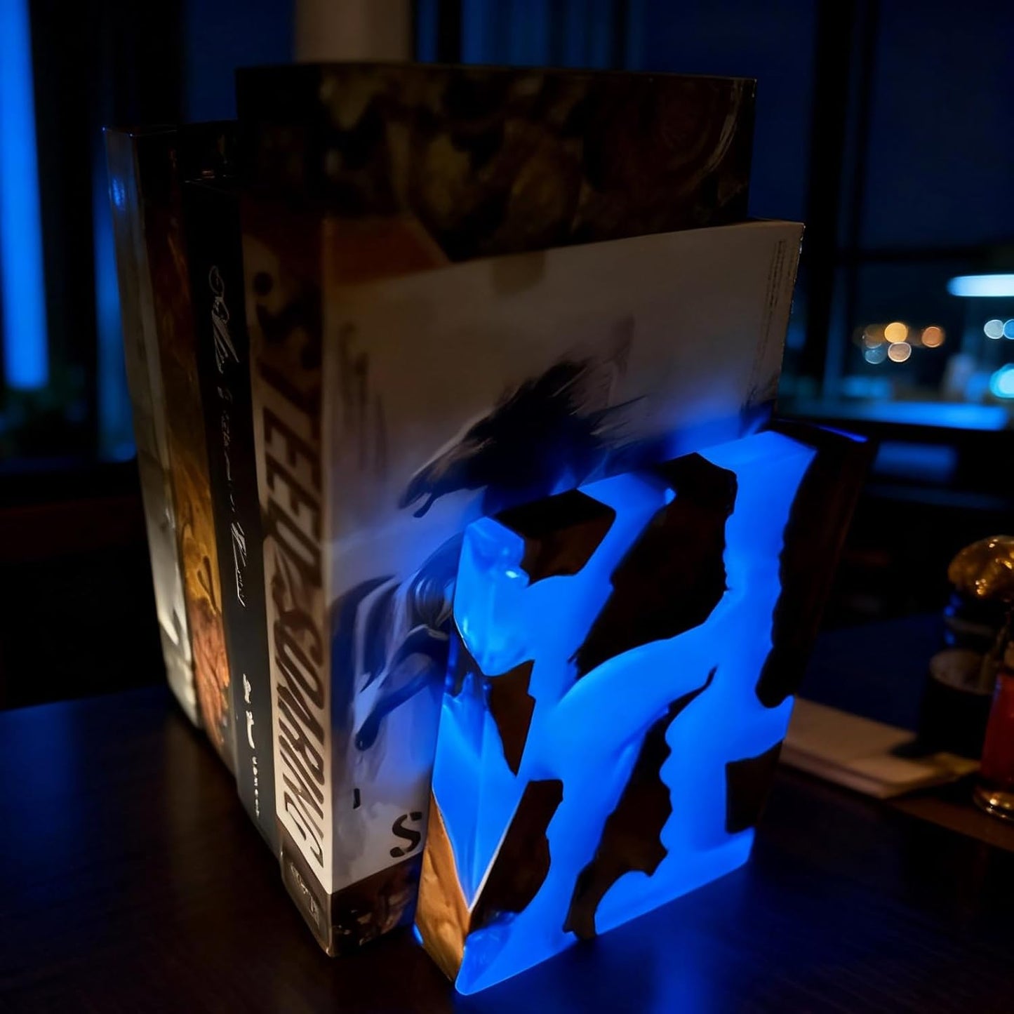 Wood Bookends / Decorative Book / Blue