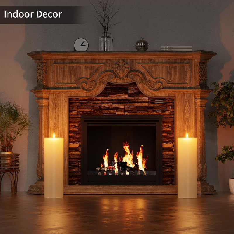 12" x 4" Large Outdoor Candle with Remote Timer Waterproof Ivory 1 Pack | Battery Operated Flameless Pillar Candle