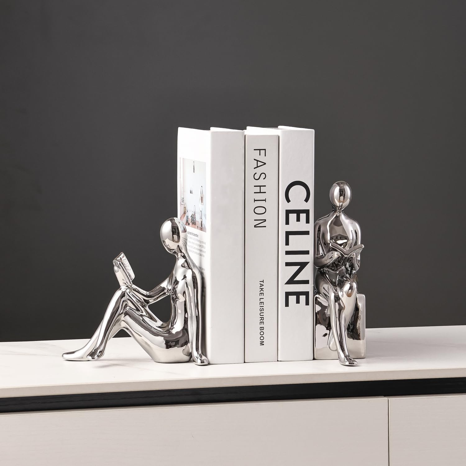 Ceramic Decorative Bookends / Silver
