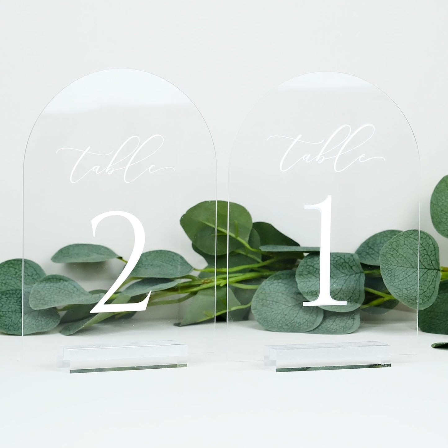 Clear Arch Table Numbers for Wedding, 5x7 Inch Arched Acrylic Table Numbers 1-10 with Stands, Clear Acrylic Arch Sign