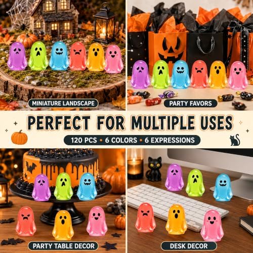 120Pcs Halloween Luminous Mini Resin Ghost Glow in The Dark Figures