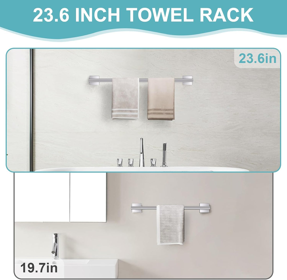 10 Pieces Brushed Nickel Towel Bar Set, Double Dase Toilet Paper Holder Bathroom Hardware Set, 23.6 Inch Stainless