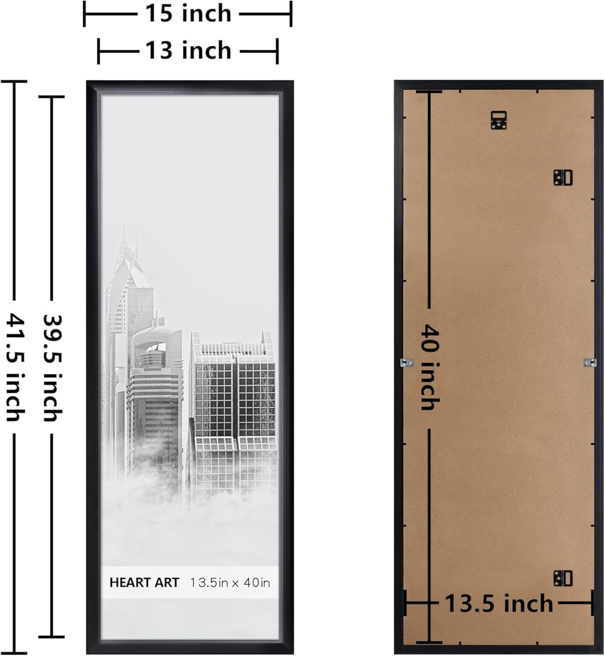 HEART ART 13x40 Poster Frames Without Mat Set of 8, Black | picture frames 13 x 40 Poster Frames
