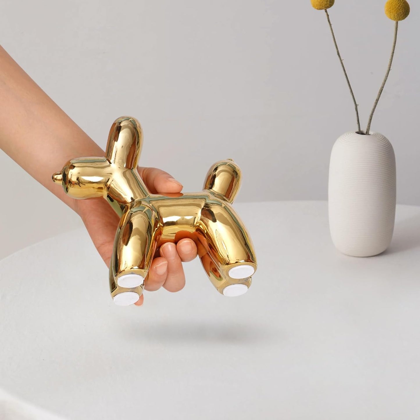 Golden Ceramics Balloon Dog Statue Crafts Living Room Desktop Decorations / Golden Dog / Large