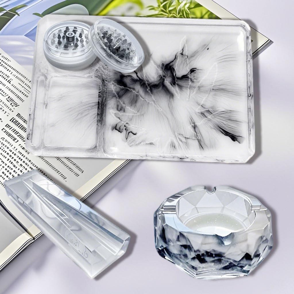 Large Rolling Tray Mold and Grinder Mold for Grind and Storage DIY / Resin Molds Set / Set of 5