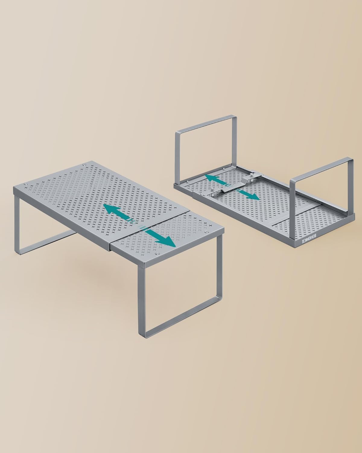 SONGMICS Spice Rack, Expandable Kitchen Countertop Shelf, Steel | Set of 2 small cupboard organizers, space-saving