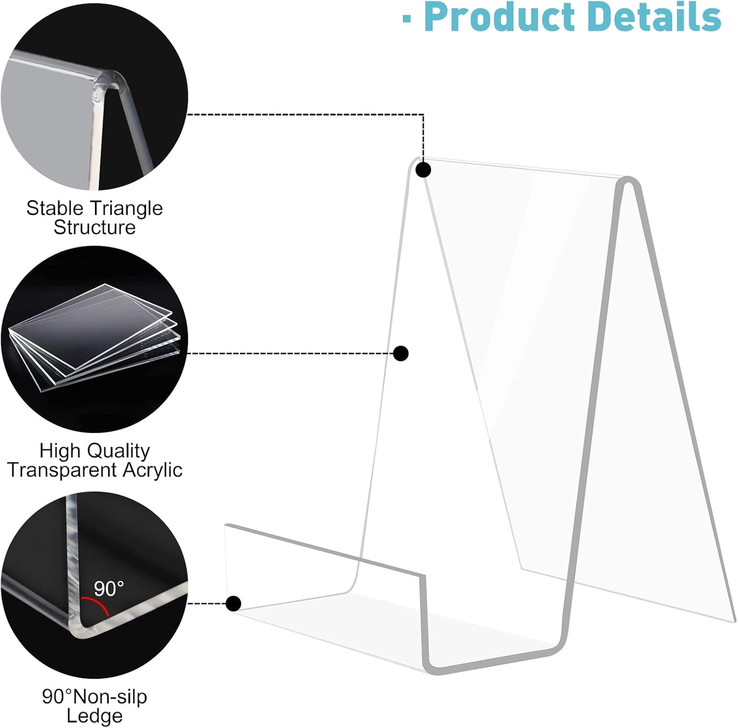 trophable 6 Pack Acrylic Book Stand Thickened Clear Book | Display Easel Holder for Displaying Tablets Newspaper