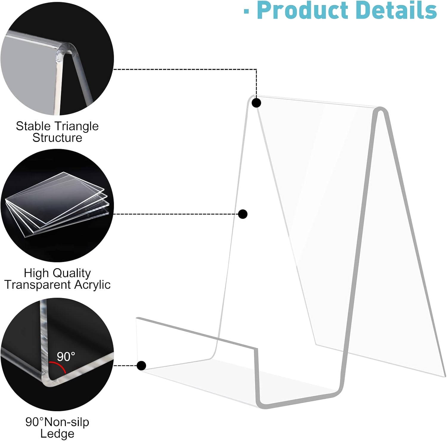 trophable 6 Pack Acrylic Book Stand Thickened Clear Book | Display Easel Holder for Displaying Tablets Newspaper