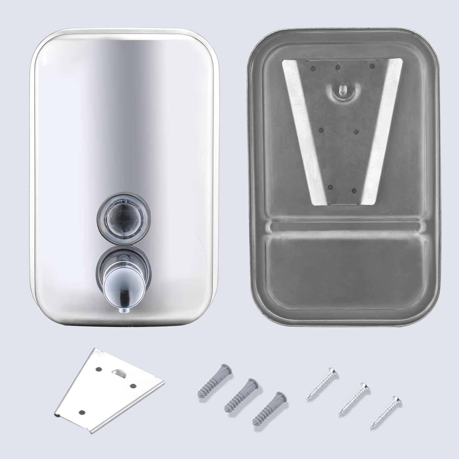 Commercial Soap Dispenser Wall Mount Stainless Steel, 17 fl.oz. | 500ml Manual Liquid Pump Rust-Proof Leak Free for