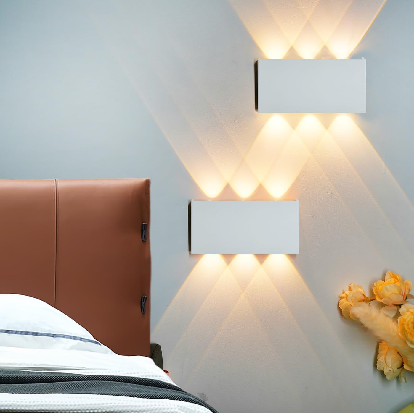 Shelprojsu 2 Pcs LED Magnetic Wall Sconce Lights,5000mAh Wireless Bedside Wall Light USB Rechargeable Reading Wall