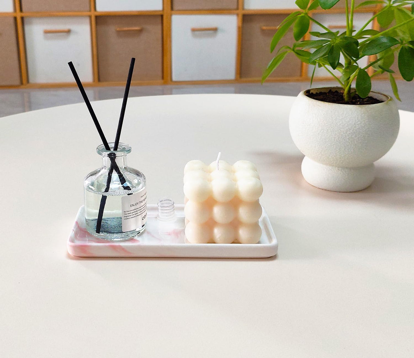 Tiny Ceramic Countertop and Vanity Tray for Cosmetics / 6.4 x 3 x 0.5 / Pink