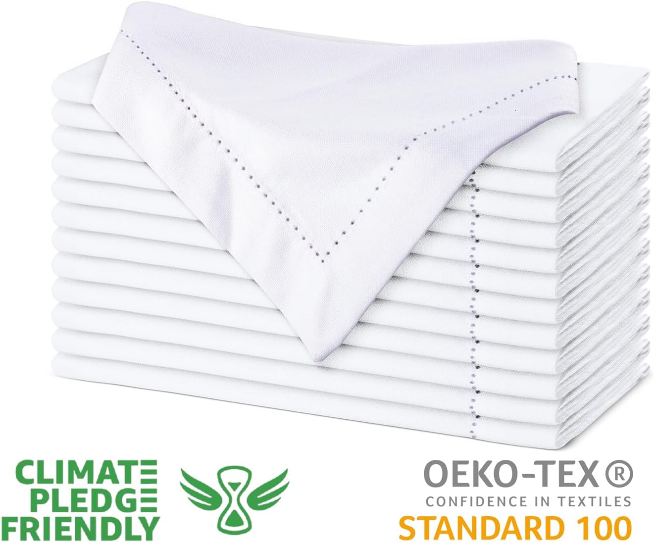 Urban Villa Hemstitch Cloth Dinner Napkins Cotton 20”x20” (Set of 6)-White