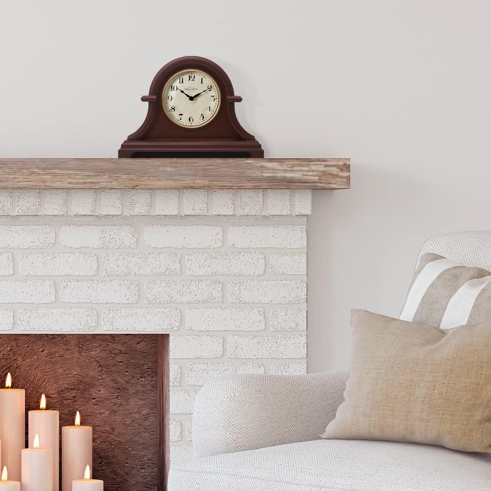 Mantel Clock Vintage Farmhouse Series | Napoleon Desk & Shelf Clock, 13 x 10", Domed Lens, Quartz Movement, Walnut
