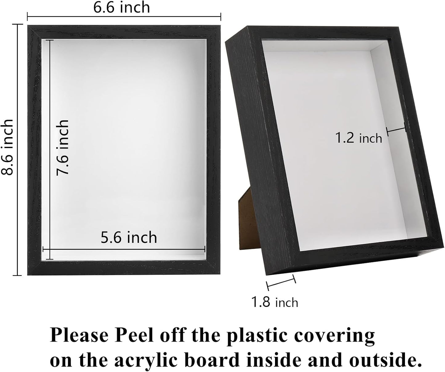 Hacaroa Set of 4 Shadow Box Picture Frame, 8 x 6 Inches Wood Frame Memory Display Case, 1.2 Inch Depth Shadow Boxes for