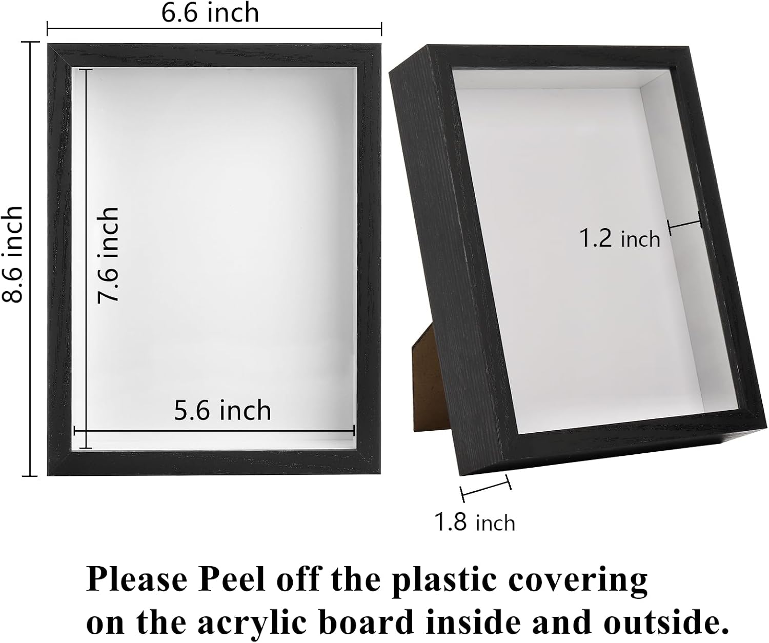 Hacaroa Set of 4 Shadow Box Picture Frame, 8 x 6 Inches Wood Frame Memory Display Case, 1.2 Inch Depth Shadow Boxes for
