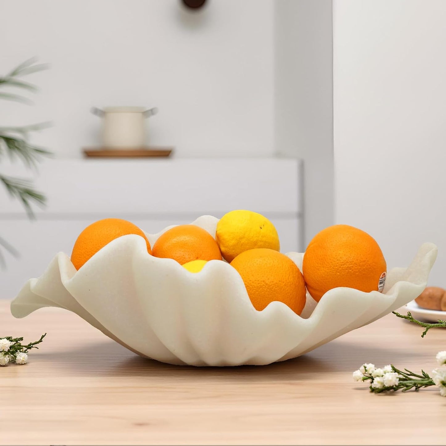 Large Decorative Bowl / Off-white / 16" Large