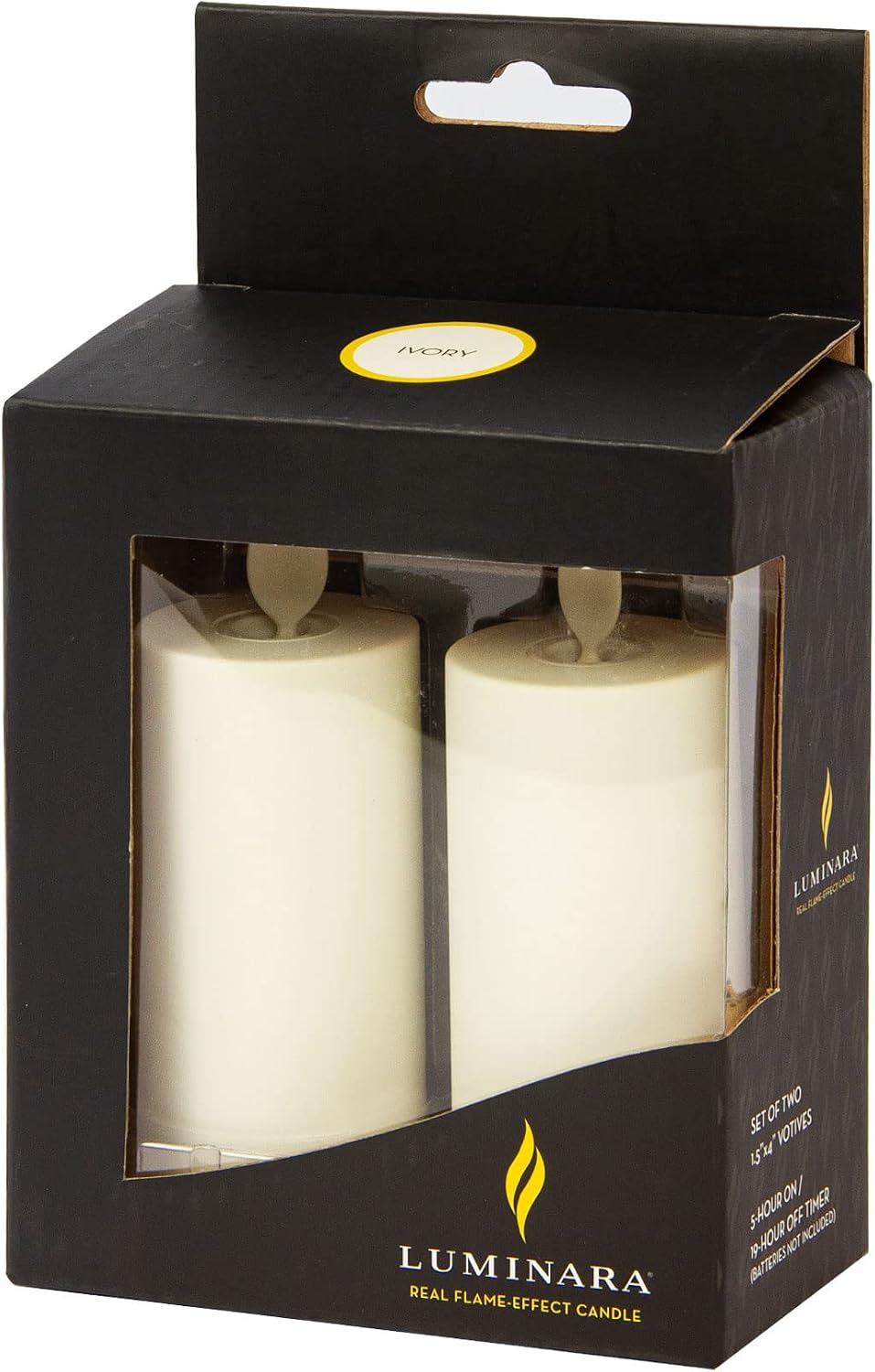 Luminara Realistic Artificial Moving Flame Votive Candle - Set of 2 - Moving Flame LED Battery Operated Lights for