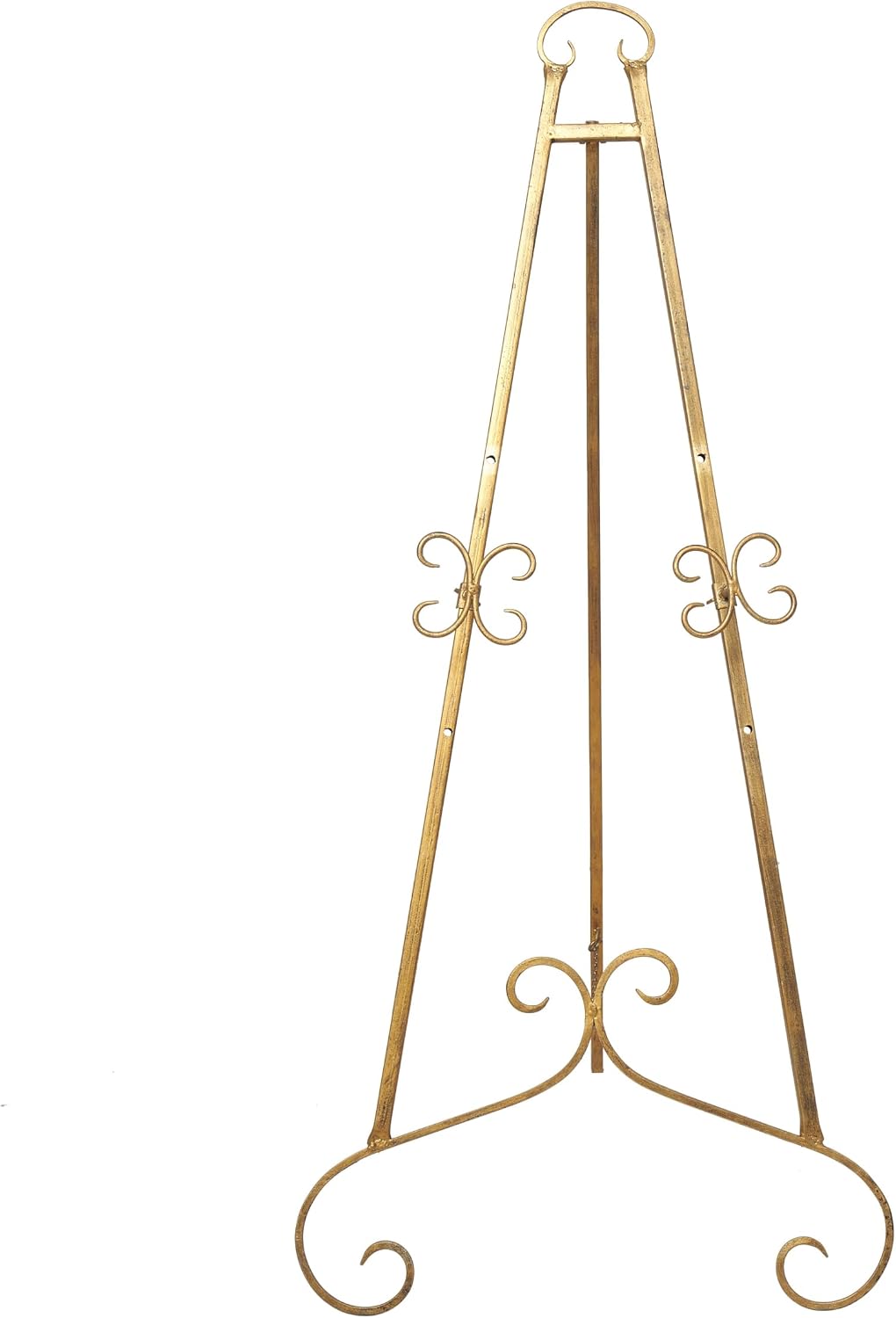 Deco 79 Metal Scroll Large Free Standing Adjustable Display Stand Easel with Chain Support, 22" x 21" x 46", Gold
