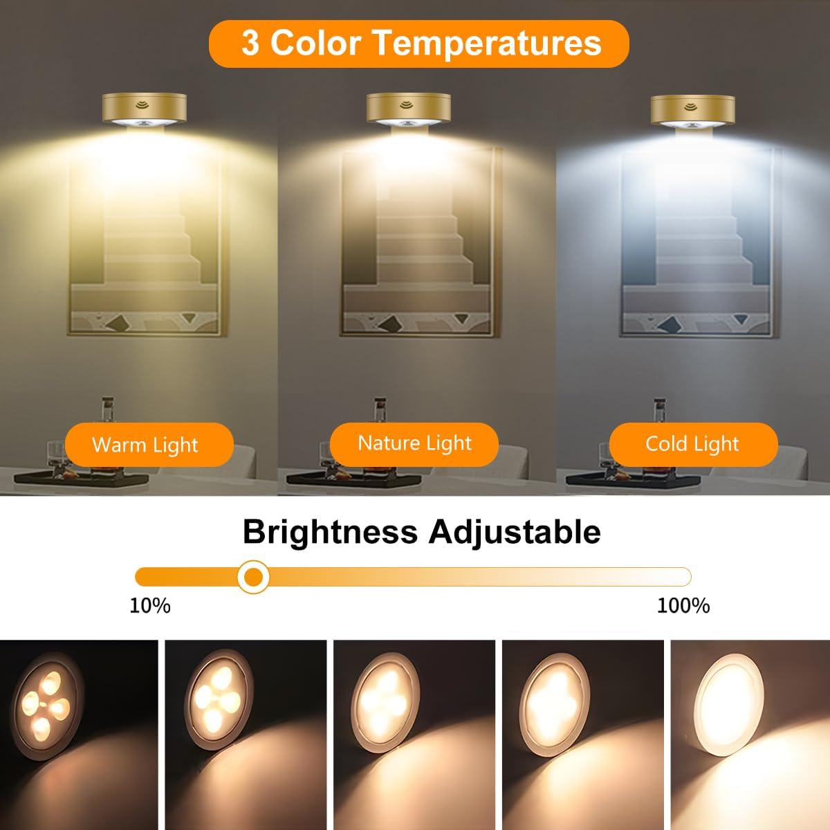 6-Pack Battery Operated Picture Light Magnetic Painting Light with 3 Lighting Modes,Remote and Dimmable Timer Art