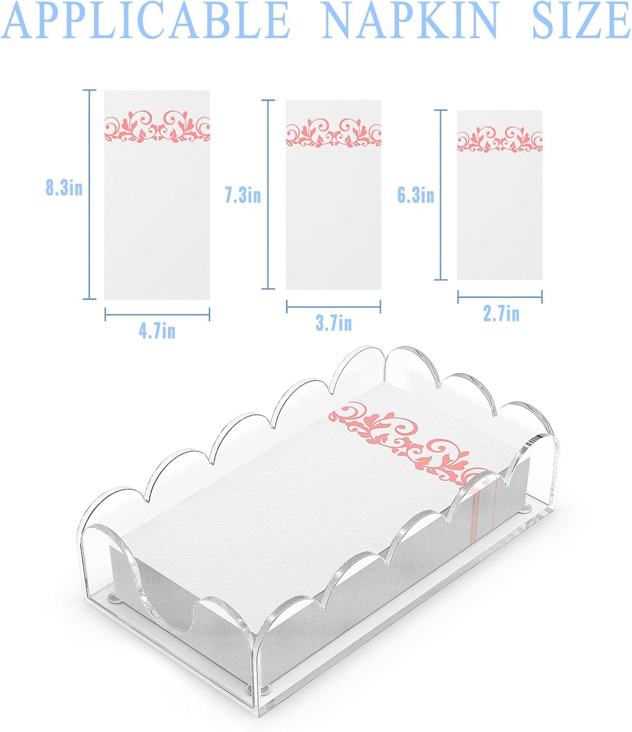Scalloped Tray / Acrylic Napkin Holder / Guest Towel Tray / Clear