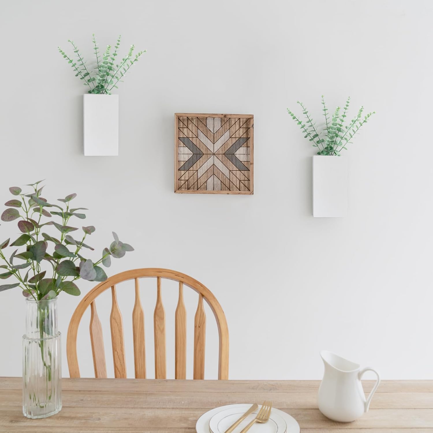 Wood Wall Planter Vase / White / Medium / Set of 2