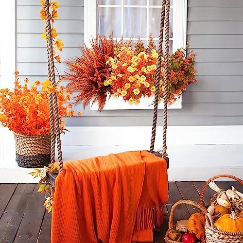 16 Bundles Fall Flowers Picks Artificial Floral Decor,15 Inch,Eucalyptus