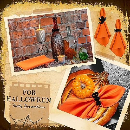 Bokon 8 Pack Halloween Napkin Ring Set, Ghost, Orange