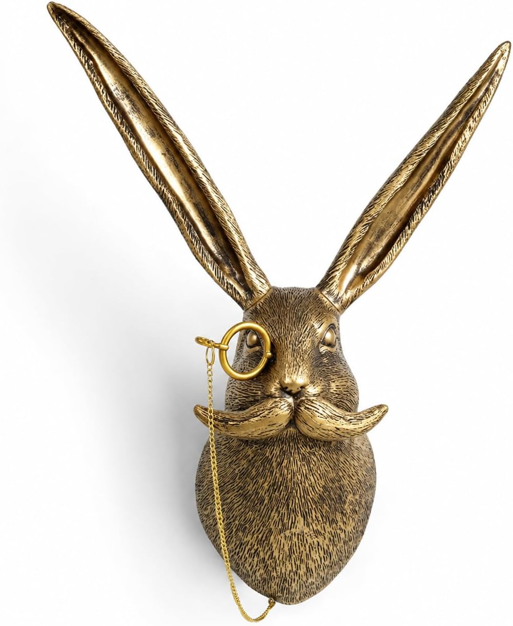 UITWMKTG Gold Rabbit Head Wall Decor - Modern Animal Wall Sculpture, Bunny Wall Art for Living Room, Bedroom, Office