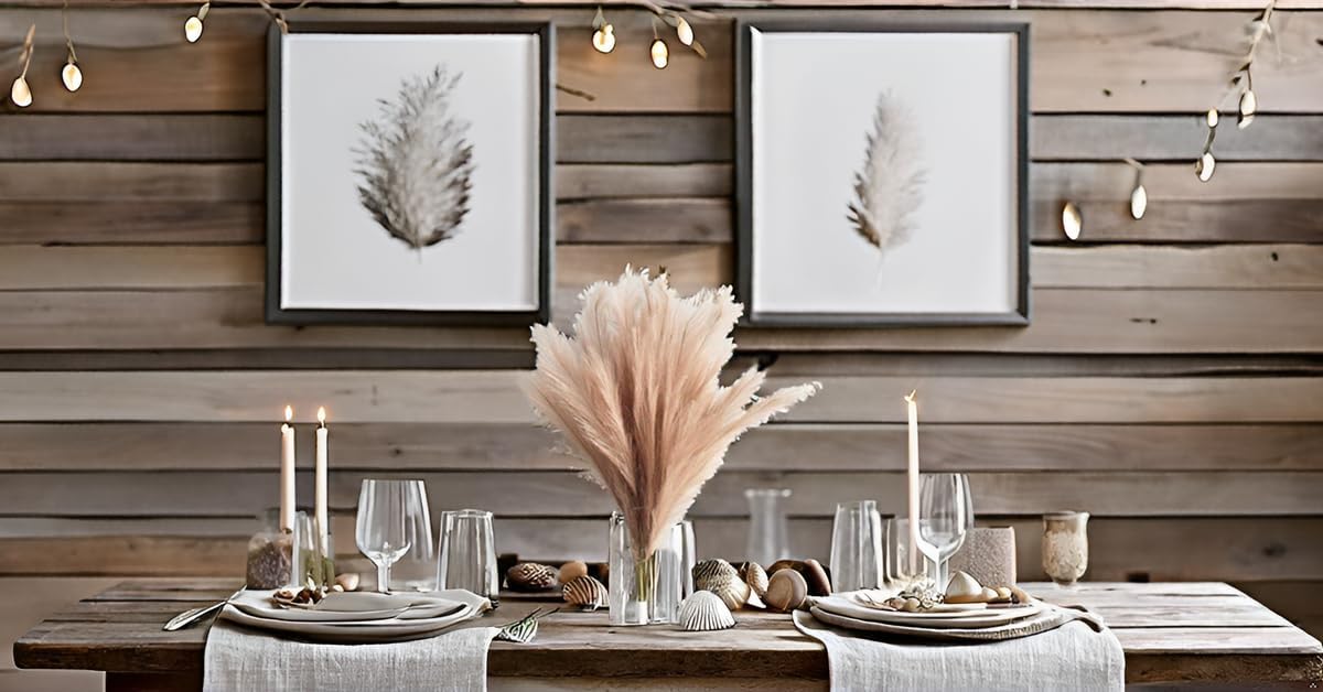 Faux Pampas Grass Dried Fluffy Artificial 35" Ascendant Grass for Vase Fillers / Brown / Set of 6