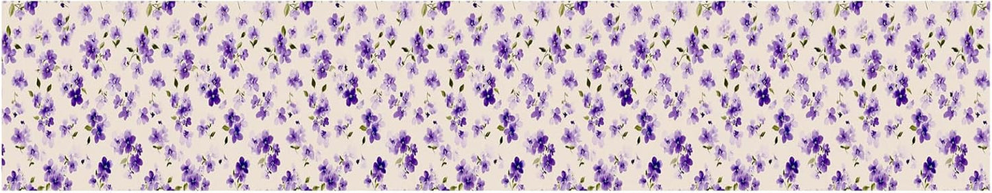 Wallpaper Border Peel and Stick Wall Border Removable Vinyl / Lavender Floral / Purple / 196 x 4