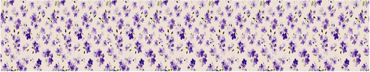 Wallpaper Border Peel and Stick Wall Border Removable Vinyl / Lavender Floral / Purple / 196 x 4