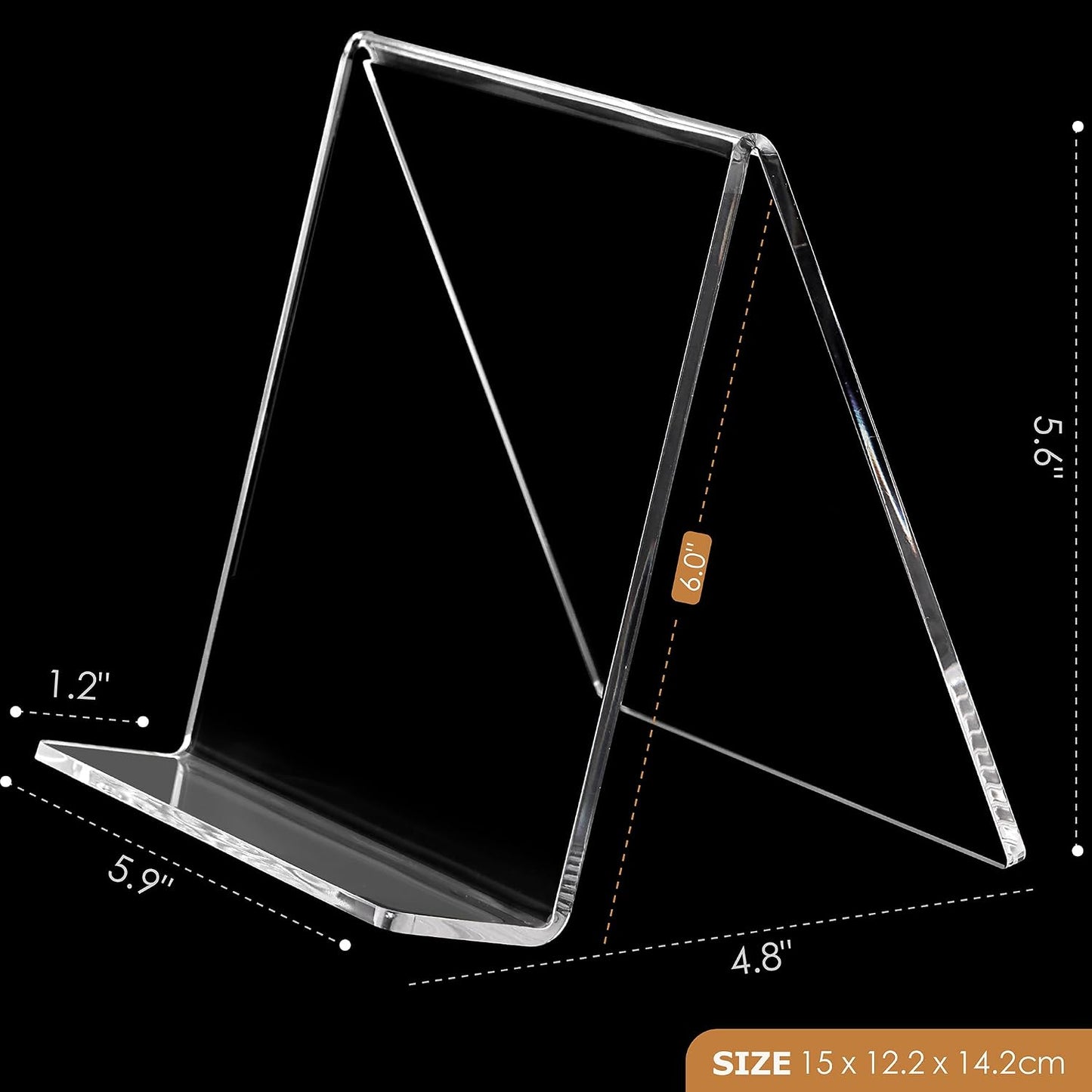 Acrylic Book Display Holder / Clear / 6 x 9 / Set of 2