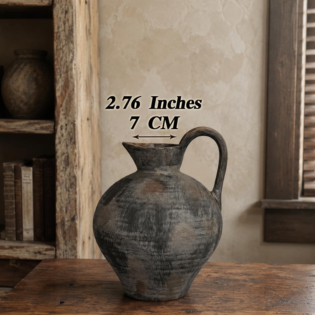 Ceramic Rustic Farmhouse Vase / Brown / Shape 1 / 8.86 Inch