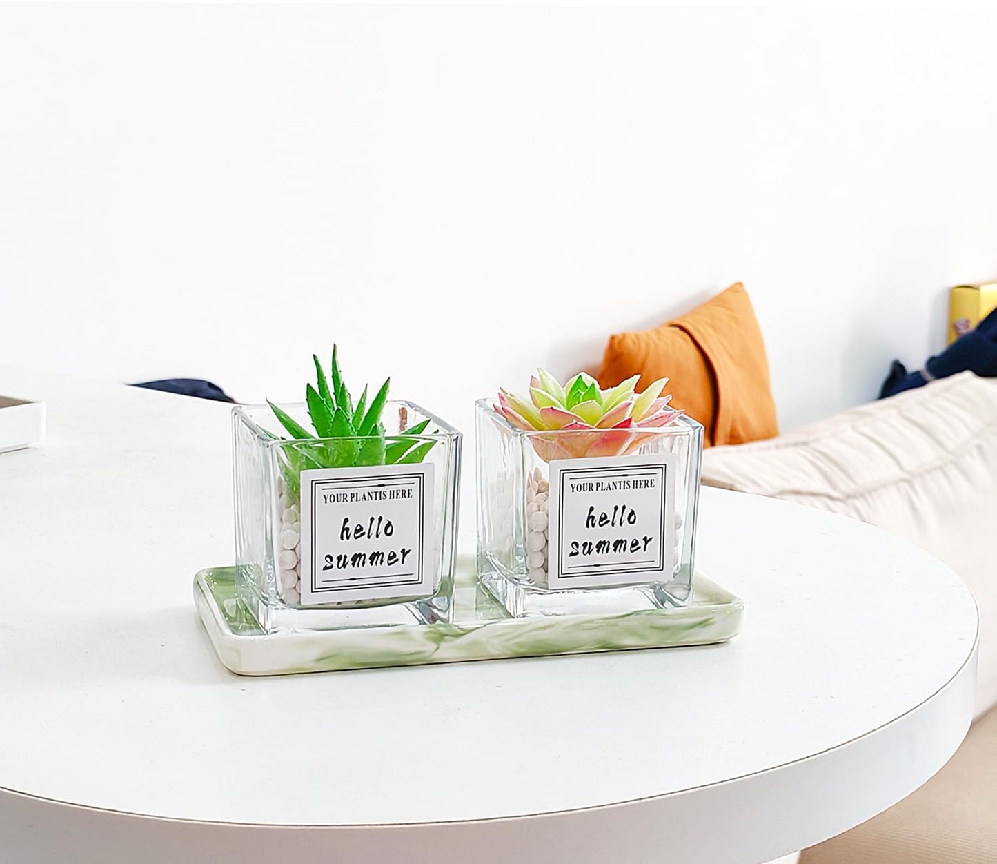 Tiny Ceramic Countertop and Vanity Tray for Cosmetics / 6.4 x 3 x 0.5 / Green