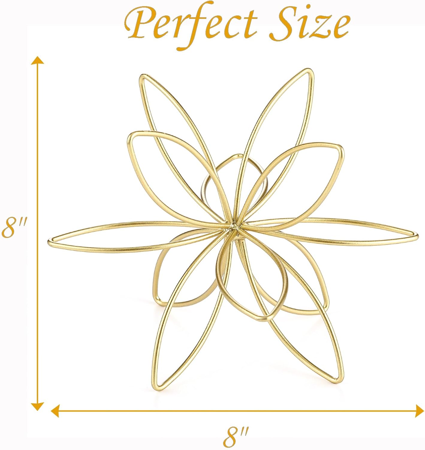 Metal Floral Tabletop Sculpture / Golden-8in / Gold