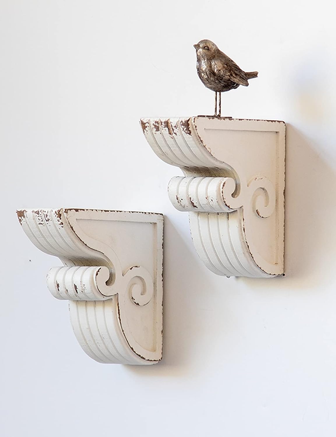 Shabby Chic Vintage Farmhouse Wood Bookends / White
