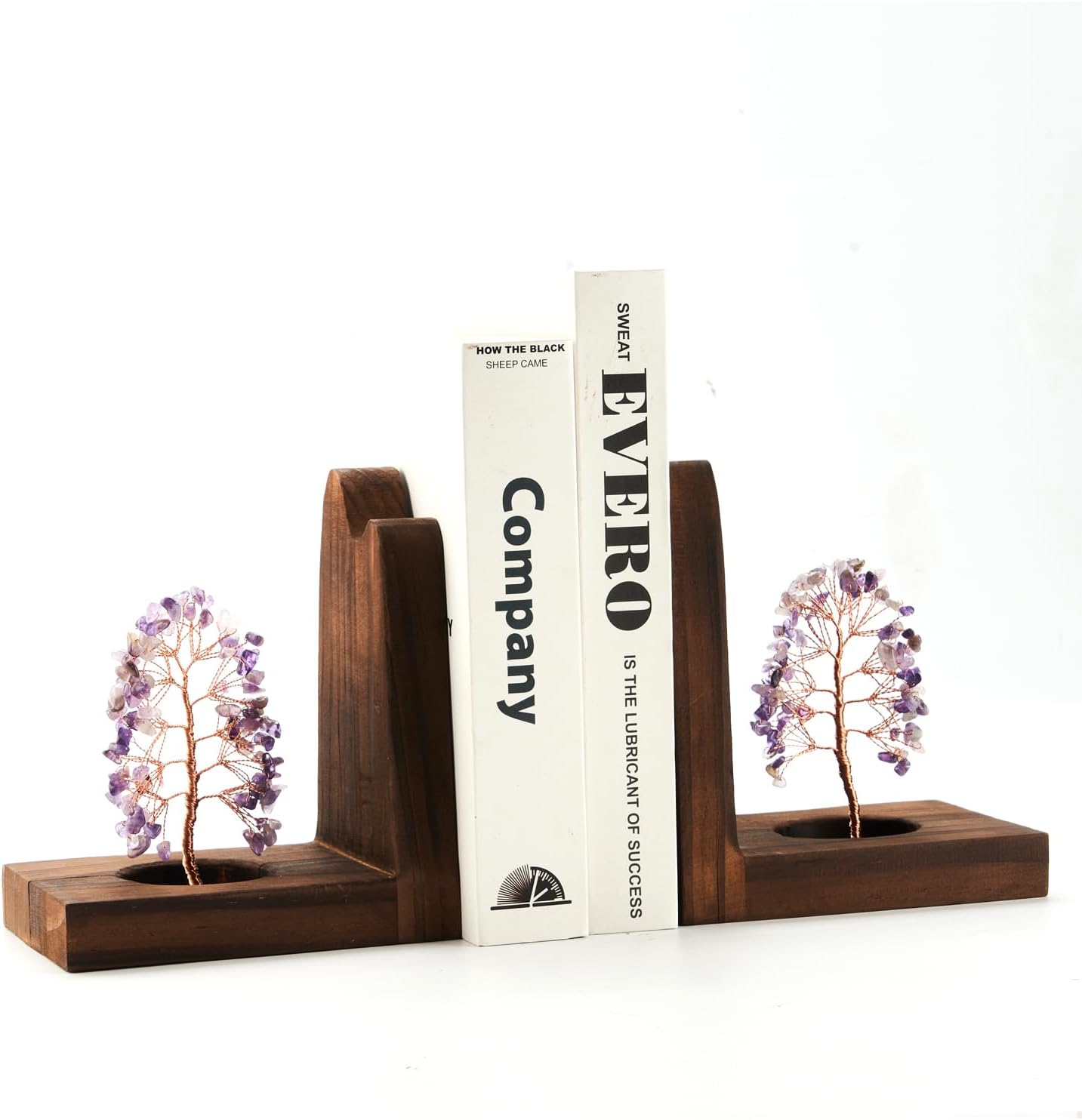 Wood Bookends / Geode Bookstoppers for Heavy Books