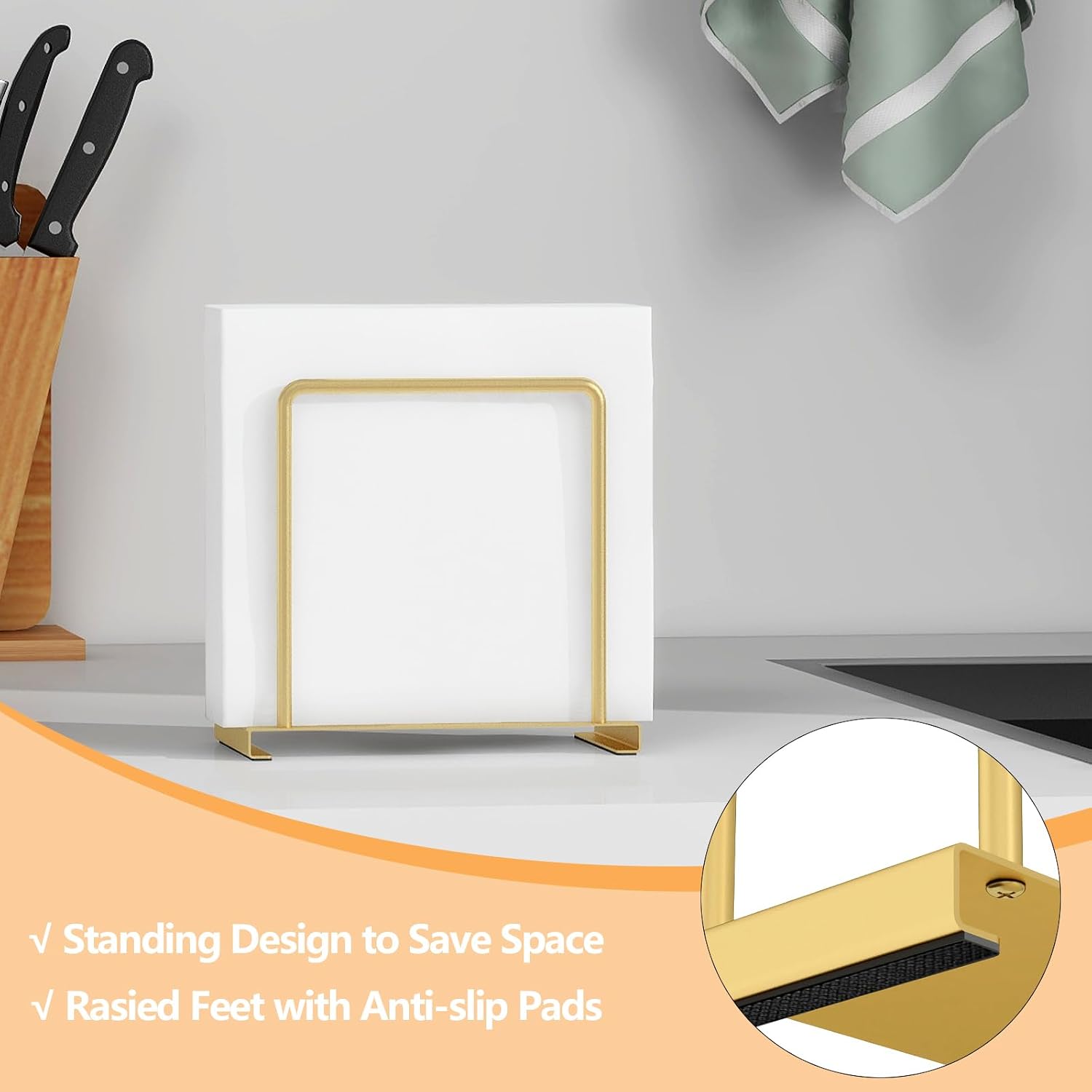 Metal Napkin Holder / Gold / Metal Base